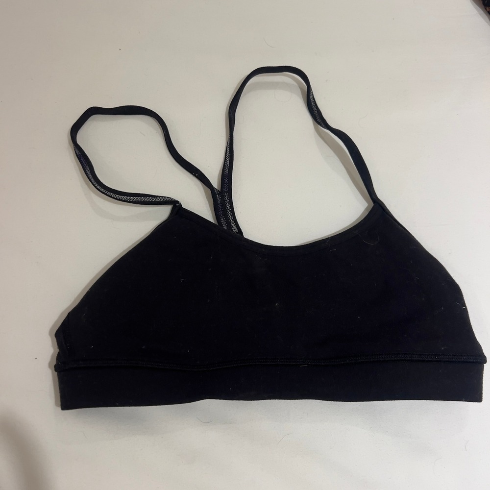 Lululemon Flow Y Bra Black Nulu Yoga Sports‎ Bra Racerback Light Support